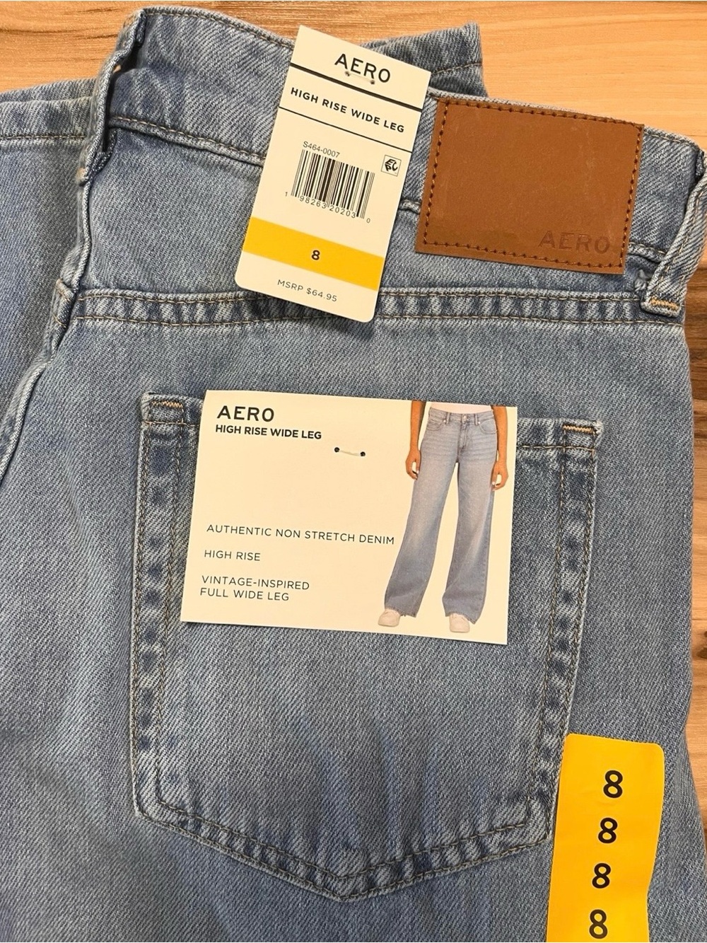 $65 New Aeropostale Aero Womens Size 8 High Rise Wide Leg Jeans Medium Wash NWT